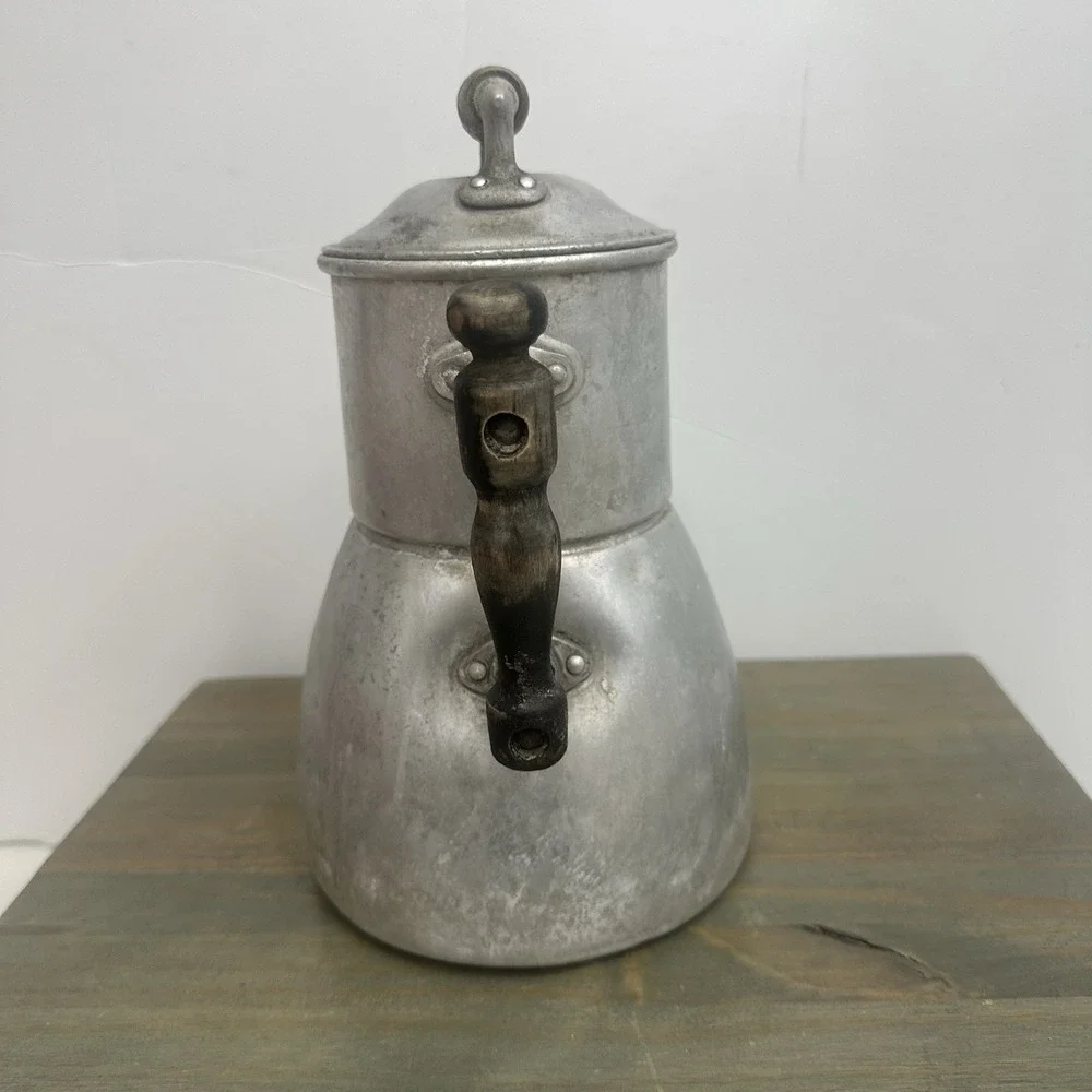 Vintage Wearever Aluminum Coffee Tea Pot Percolator W/ Wooden Handle Pitcher